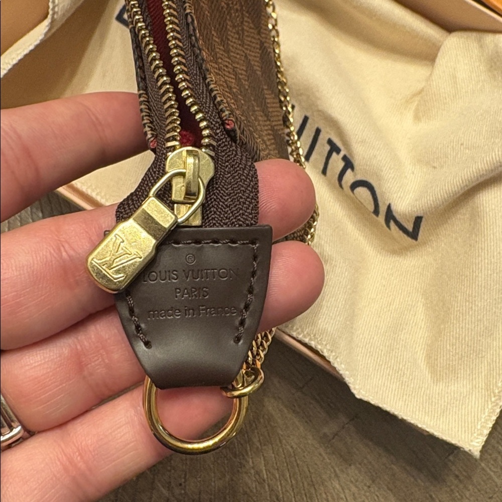 Authentic Louis Vuitton Brown Damier Ebene Mini Pouchette Accessories bag - Picture 6 of 9